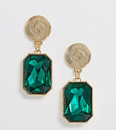 Броские серьги с зелеными камнями Reclaimed Vintage inspired-Золотой