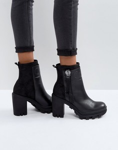 Черные кожаные ботинки на каблуке Calvin Klein Jeans Jackie-Черный