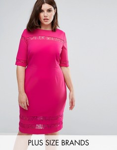 Платье-футляр с кружевной вставкой Paper Dolls Plus-Розовый