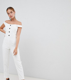 Комбинезон на пуговицах Miss Selfridge Petite-Белый