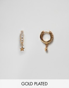Позолоченные серьги-кольца с подвеской Orelia-Золотой