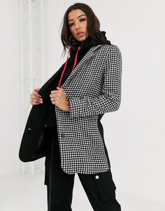 Черное пальто кромби с капюшоном и узором "гусиная лапка" The Couture Club-Мульти