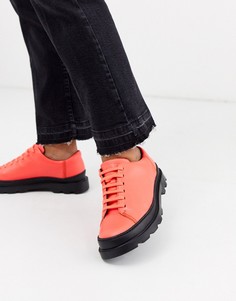 Красные туфли на шнуровке и плоской подошве Camper-Красный
