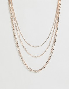 Розово-золотистое многорядное ожерелье из цепочек Miss Selfridge-Золотой