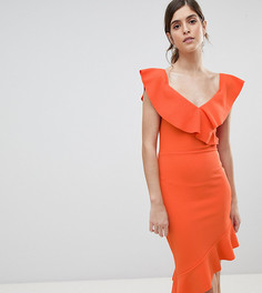 Платье миди с оборкой на подоле Silver Bloom-Оранжевый