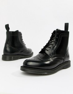 Черные кожаные ботильоны на плоской подошве со шнуровкой Dr.Martens Delphine-Черный