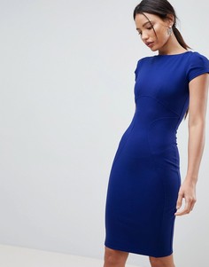 Платье-футляр с присборенными короткими рукавами Closet-Синий