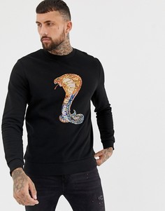Черный свитшот с пайетками и вышивкой ASOS DESIGN