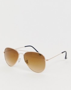 Золотистые металлические солнцезащитные очки-авиаторы Jack & Jones-Золотой