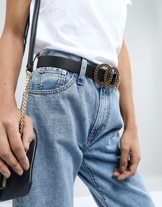Ремень для джинсов с двумя кольцами из цепочек ASOS DESIGN-Черный