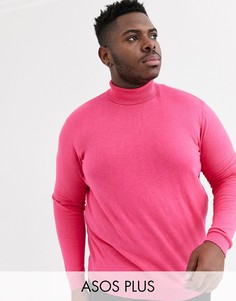 Неоново-розовая хлопковая водолазка ASOS DESIGN Plus-Розовый