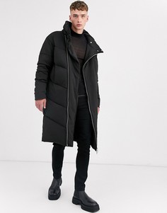 Черный длинный пуховик ASOS DESIGN