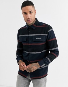 Рубашка в разноцветную полоску Nicce-Темно-синий