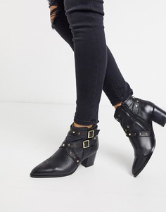 Черные ботильоны на каблуке с ремешками Carvela-Черный