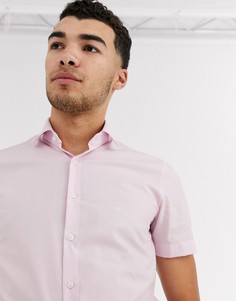 Эластичная приталенная рубашка из поплина с короткими рукавами Calvin Klein-Розовый