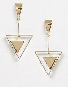 Золотистые серьги с подвеской-треугольником Nylon-Золотой