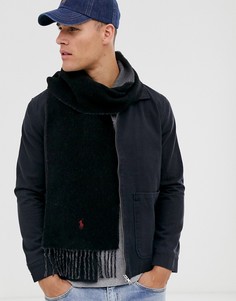 Двусторонний шерстяной шарф черного/темно-серого цвета Polo Ralph Lauren-Черный