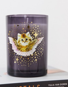 Ароматизированная свеча в черной банке с принтом кота-ангела Monki-Черный