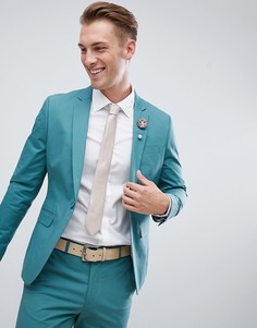 Зеленый приталенный пиджак из эластичного хлопка ASOS DESIGN Wedding