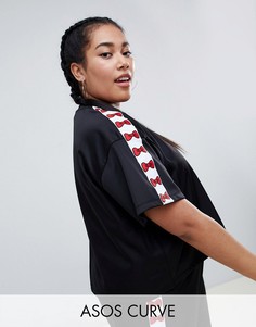 Укороченный свободный топ Hello Kitty x ASOS DESIGN Curve-Черный