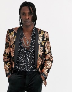 Супероблегающий пиджак медного цвета с отделкой пайетками Twisted Tailor-Медный