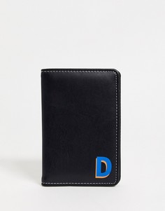 Черная обложка для паспорта из искусственной кожи с инициалом "D" ASOS DESIGN-Черный