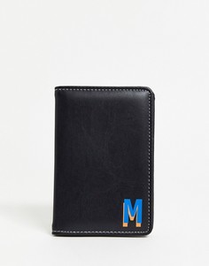 Черная обложка для паспорта из искусственной кожи с инициалом "M" ASOS DESIGN-Черный