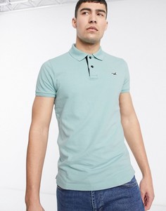 Узкая футболка-поло мятного цвета с логотипом Hollister-Зеленый