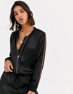 Премиум-бомбер для дома с отделкой кантом ASOS DESIGN-Черный