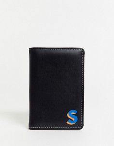 Черная обложка для паспорта из искусственной кожи с инициалом \"S\" ASOS DESIGN-Черный