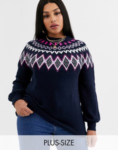 Темно-синий джемпер с узором Simply Be-Мульти