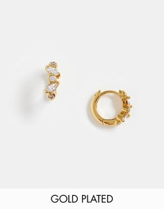 Позолоченные серьги-кольца с камнями овальной огранки Orelia-Золотой