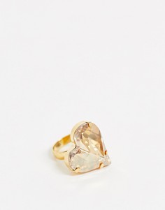 Кольцо с кристаллом Swarovski золотистого цвета Krystal London-Золотой