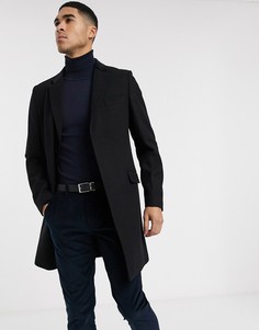 Классическое однобортное пальто с бархатным воротником Gianni Feraud-Черный