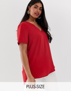 Красная блузка с v-образным вырезом Simply Be-Мульти