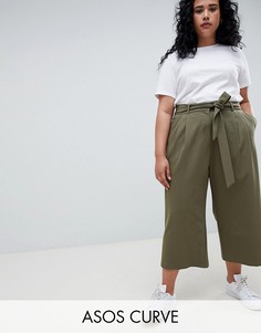 Кюлоты с завязкой на поясе ASOS DESIGN Curve-Зеленый