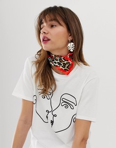 Головной платок/шарф из полисатина с леопардовым принтом ASOS DESIGN-Мульти