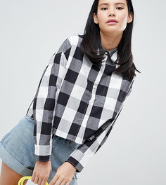 Рубашка в клеточку с большим карманом Monki-Черный