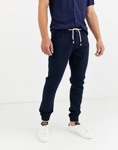 Узкие брюки карго в стиле милитари с манжетами Threadbare-Темно-синий