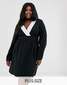 Платье-кимоно с контрастной отделкой Unique21-Черный