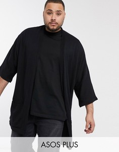 Черное длинное трикотажное кимоно ASOS DESIGN Plus-Черный