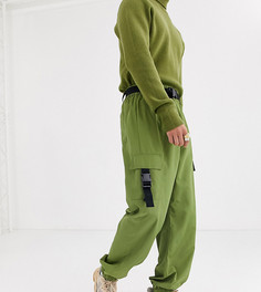 Нейлоновые брюки карго с пряжками COLLUSION-Зеленый