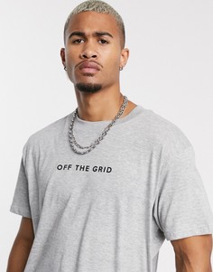 Oversize-футболка с надписью "Off the grid" Night Addict-Серый