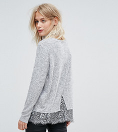 Лонгслив с кружевной отделкой Esprit-Серый