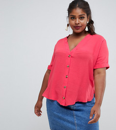 Розовая рубашка с контрастными пуговицами New Look Curve-Синий