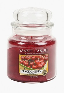 Свеча ароматическая Yankee Candle средняя в стеклянной банке Чёрная черешня Black cherry 411 гр / 65-90 часов