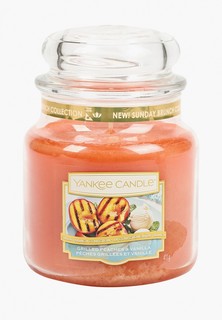 Свеча ароматическая Yankee Candle средняя в стеклянной банке Персик на гриле и ваниль Grilled Peaches & Vanilla 411 гр / 65-90 часов