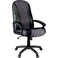 Кресло руководителя Helmi HL-E85 Graphite ткань TW серая экокожа черная мягкий подлокотник