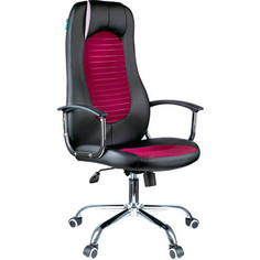 Кресло руководителя Helmi HL-E93 Fitness экокожа черная/ткань S бордо хром механизм качания Люкс