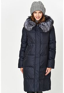 Утепленное пальто с отделкой мехом чернобурки LE Monique